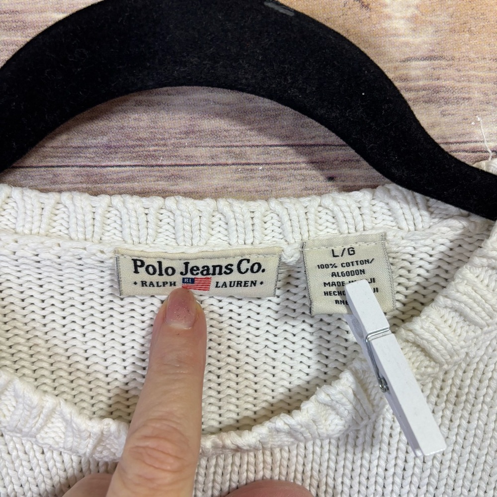 Vintage Polo jeans company Ralph Lauren American flag Cotton knit sweater Small - Picture 3 of 7